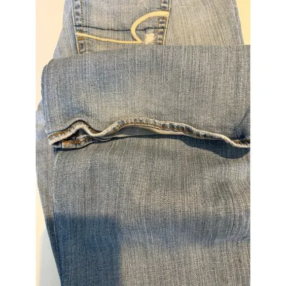 American Eagle Artist Distressed Denim Jeans Low Rise Size 10 Long Very Loved - Picture 10 of 10